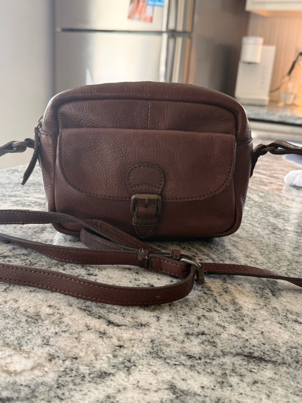 Fat Face Brown Leather Crossbody Bag